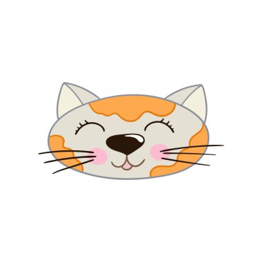 Elle çizim tarzında sevimli bir hayvan çizimi. Beyaz arka planda kedi simgesi. Kartpostallar, el ilanları, afişler için tasarım. Simge, işaret, etiket, iğne, logo