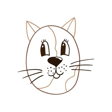 Elle çizim tarzında sevimli bir hayvan çizimi. Beyaz arka planda kedi simgesi. Renk çizgisi. Boyama kitapları için tasarım, oyun