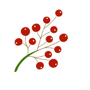 Holly beyaz arka planda. Elle çizim tarzında şirin çilek çizimi. Beyaz taslak. Kartpostallar, el ilanları için tasarım