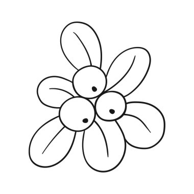 Beyaz arka planda Holly simgesi. Elle çizim tarzında şirin çilek çizimi. Tek renkli olsun. Boyama kitapları ve çocuk eğitim oyunları için tasarım