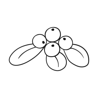 Beyaz arka planda Holly simgesi. Elle çizim tarzında şirin çilek çizimi. Tek renkli olsun. Boyama kitapları, çocuk eğitim oyunları için tasarlandı. Simge, imza, etiket