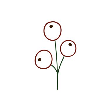 Beyaz arka planda Holly simgesi. Elle çizim tarzında şirin çilek çizimi. Renk çizgisi. Boyama kitapları, çocuk eğitim oyunları için tasarlandı. Simge