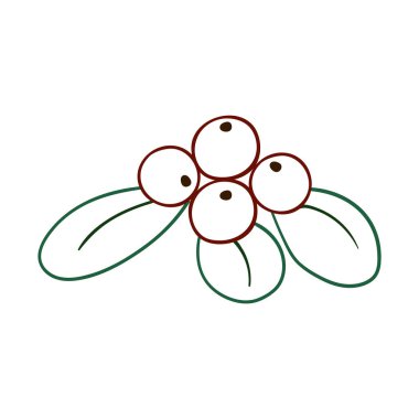 Beyaz arka planda Holly simgesi. Elle çizim tarzında şirin çilek çizimi. Renk çizgisi. Boyama kitapları, çocuk eğitim oyunları için tasarlandı. Simge, imza, etiket