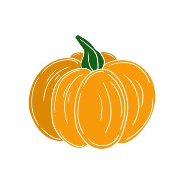 Sevimli sebze çizim stili. Beyaz arkaplanda balkabağı simgesi. Beyaz özet