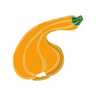 Sevimli sebze çizim stili. Beyaz arkaplanda balkabağı simgesi. Beyaz taslak. Kartpostallar, el ilanları, afişler için tasarım. Simge, imza, etiket