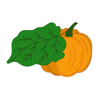 Sevimli sebze çizim stili. Beyaz arkaplanda balkabağı simgesi. Kartpostallar, el ilanları için tasarım