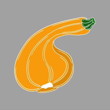 Sevimli sebze çizim stili. Gri arkaplanda balkabağı simgesi. Beyaz özet