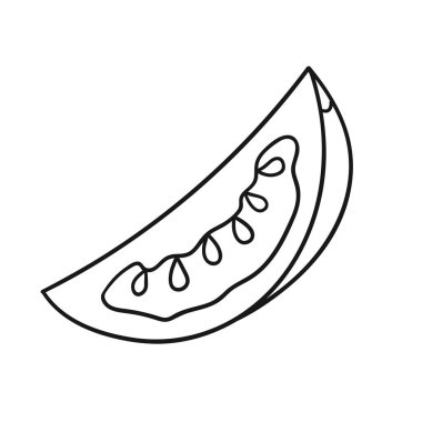 Sevimli sebze çizim stili. Tek renkli olsun. Beyaz arkaplanda domates ikonu. Kitap için tasarım