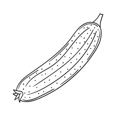 Sevimli sebze çizim stili. Tek renkli olsun. Beyaz arkaplanda salatalık simgesi. Tasarım