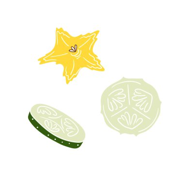 Sevimli sebze çizim stili. Beyaz arka planda salatalık. Beyaz taslak. Kartpostallar, el ilanları, afişler için tasarım