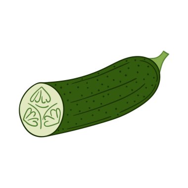 Sevimli sebze çizim stili. Beyaz arkaplanda salatalık simgesi