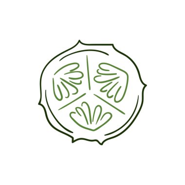 Sevimli sebze çizim stili. Beyaz arkaplanda salatalık simgesi. Renk çizgisi. Tasarım