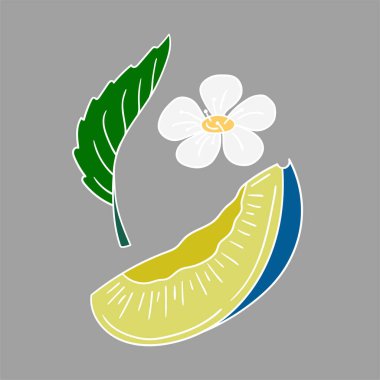 Sevimli meyve çizimi tarzı. Beyaz taslak. Gri arka planda erik. Kartpostallar, el ilanları, afişler için tasarım. Simge, imza, çıkartma, iğne