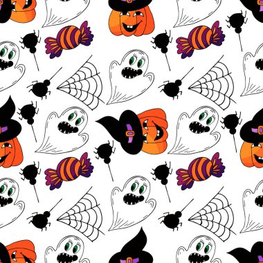 Cadılar Bayramı 'nın kusursuz çizim şekli. Yaratıcılığın için duvar kağıdı. Örümcek ağı. Tasarım, tekstil, kumaş, duvar kağıdı, ambalaj için yazdır