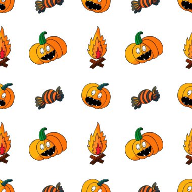 Cadılar Bayramı 'nın kusursuz çizim şekli. Yaratıcılığın için duvar kağıdı. Balkabağım, balkabağım. Tasarım, tekstil, kumaş, duvar kağıdı, ambalaj kağıdı, dekor için yazdır