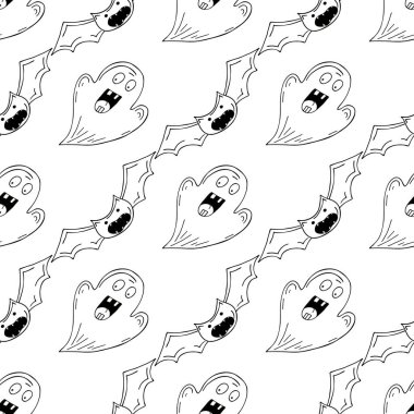 Tek renkli Cadılar Bayramı desenli el çizimi. Yarasa. Yaratıcılığın için duvar kağıdı. Yazdır