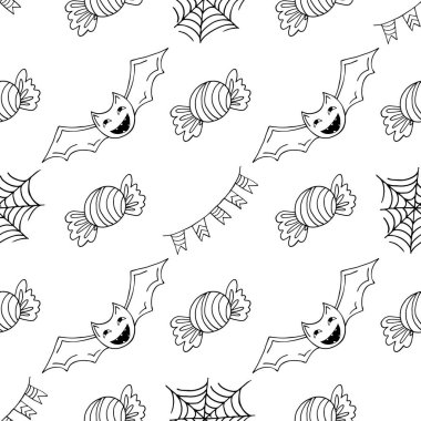 Tek renkli Cadılar Bayramı desenli el çizimi. Yarasa. Yaratıcılığın için duvar kağıdı. Tasarım, tekstil, kumaş, duvar kağıdı için yazdır