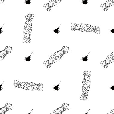 Cadılar Bayramı 'nın kusursuz çizim şekli. - Şeker. Yaratıcılığın için tek renkli duvar kağıdı. Tasarım ve tekstil için yazdır