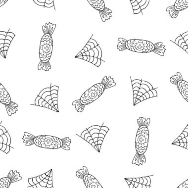 Cadılar Bayramı 'nın kusursuz çizim şekli. - Şeker. Yaratıcılığın için tek renkli duvar kağıdı. Tasarım, tekstil, kumaş için yazdır