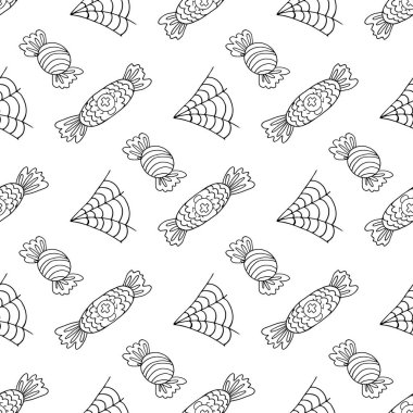 Cadılar Bayramı 'nın kusursuz çizim şekli. - Şeker. Yaratıcılığın için tek renkli duvar kağıdı. Tasarım, tekstil, kumaş, duvar kağıdı için yazdır