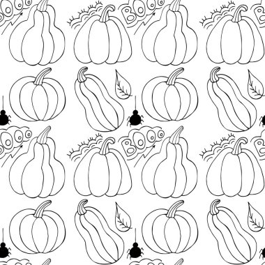 Cadılar Bayramı monokrom deseni elde çizim tarzında. Yaratıcılığın için duvar kağıdı. Balkabağı, boooooo mesajı. Tasarım, tekstil, kumaş, duvar kağıdı, ambalaj kağıdı, dekor için yazdır