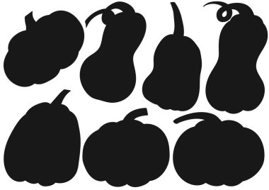 Balkabağı feneri. Bir dizi siluet el çizimi tarzında. Bilmeceler, çocukların eğitici görevleri için tasarım. Simgeler, işaretler, çıkartmalar, logolar