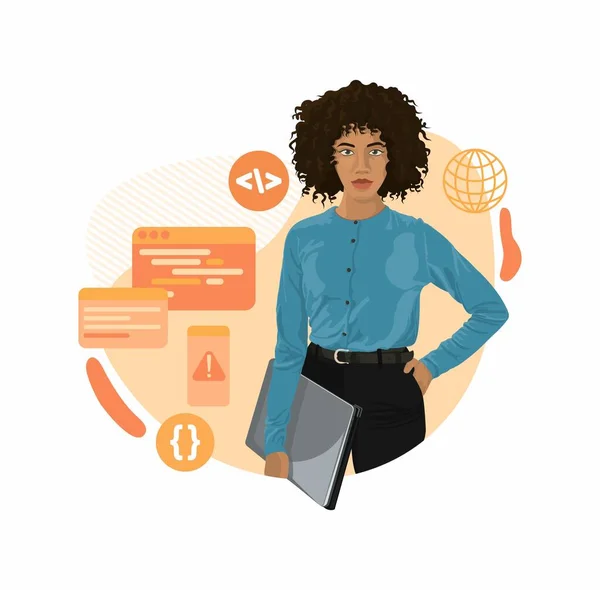 Programcı olarak mesleğinde gururlu ve kendinden emin bir kadın. 