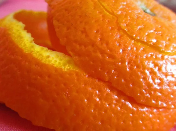 Macro of peeled orange peel.