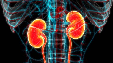 Human Urinary System Kidneys Anatomy. 3D clipart