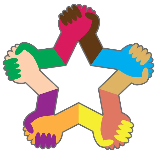 Símbolo Colorido Forma Estrella Unidad Que Ofrece Una Variedad Individuos — Vector de stock