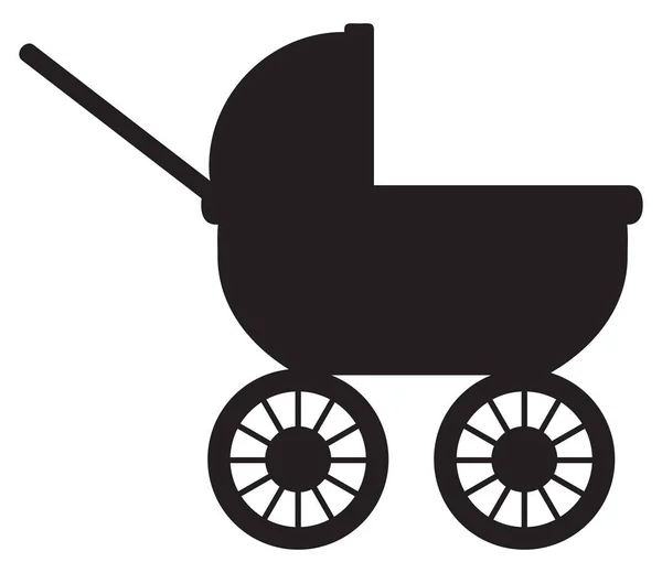 シルエットの漫画の赤ちゃんの馬車は使用する準備ができています — ストックベクタ