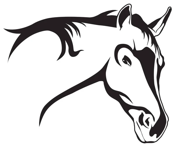 Black White Stylized Horse Staring Back Viewer — Stock Vector