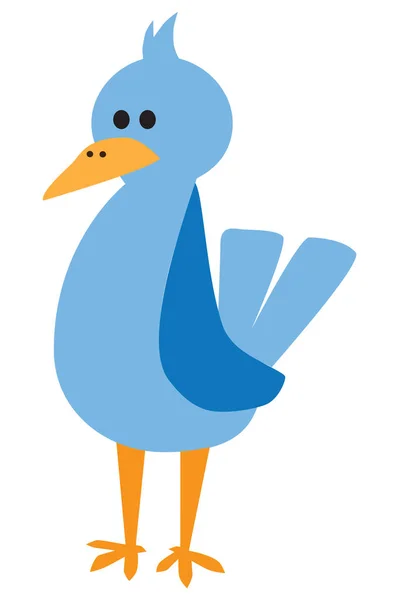 Pássaro Azul Dos Desenhos Animados Está Ponderando Significado Vida —  Vetores de Stock