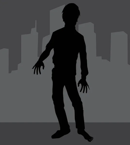 Ein Zombie Irrt Dunkeln Umher Und Sucht Nach Gehirnen — Stockvektor