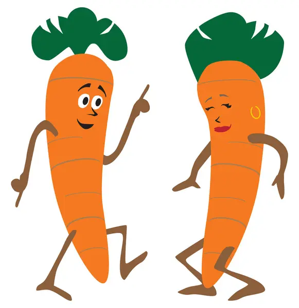 stock vector A male and female carrot are dancing up a storm