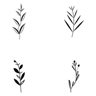 Logo veya Dövme İçin Çiçekçilik ve Minimalist Çiçekler