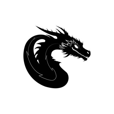 Ejder Yılan Logosu Tasarım Vektörü İllüstrasyonu