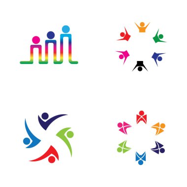 Renkli İnsanlar ve Topluluk Logo Vektörü