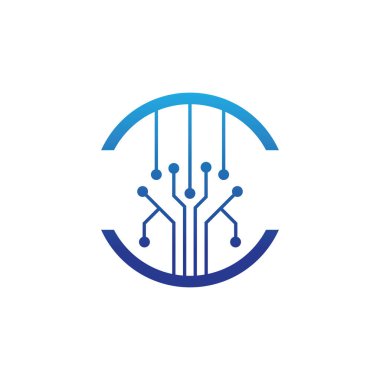 Soyut teknoloji logo vektör tasarımı
