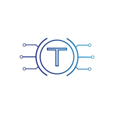 Soyut teknoloji logo vektör tasarımı