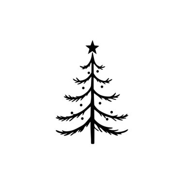 Noel ağacı logo vektör çizimi şablonu