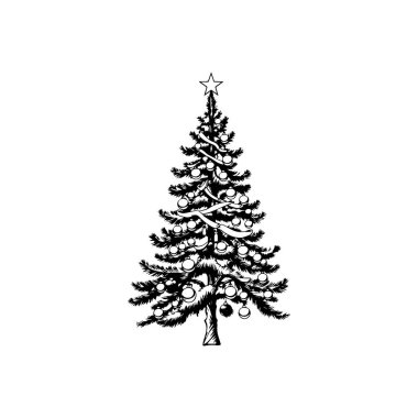 Noel ağacı logo vektör çizimi şablonu