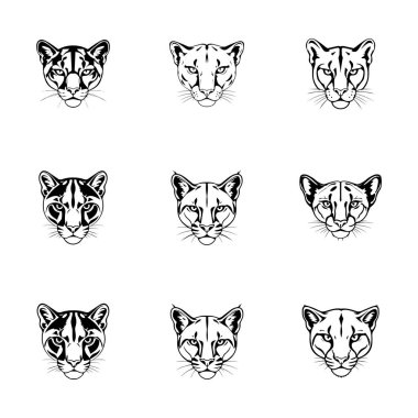 Puma başlıklı logo simgesi vektör çizici şablonu