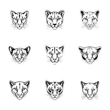 Puma başlıklı logo simgesi vektör çizici şablonu