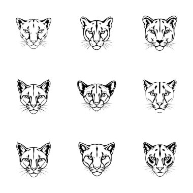 Puma başlıklı logo simgesi vektör çizici şablonu