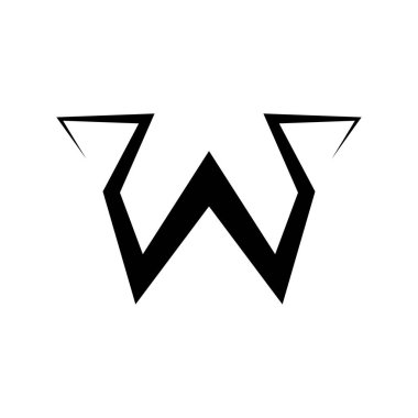 w harfi logo tasarımı vektör çizimi