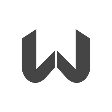 w harfi logo tasarımı vektör çizimi