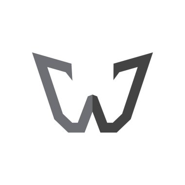 w harfi logo tasarımı vektör çizimi