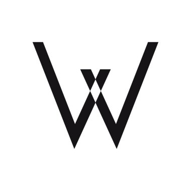 w harfi logo tasarımı vektör çizimi