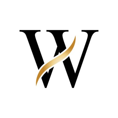 w harfi logo tasarımı vektör çizimi